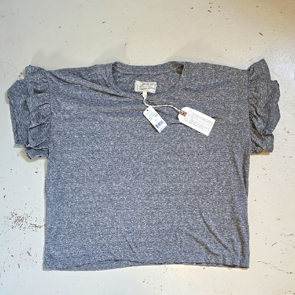 Current Elliott Ruffle Roadie Heather Gray T-Shirt Size 2 - Picture 1 of 6
